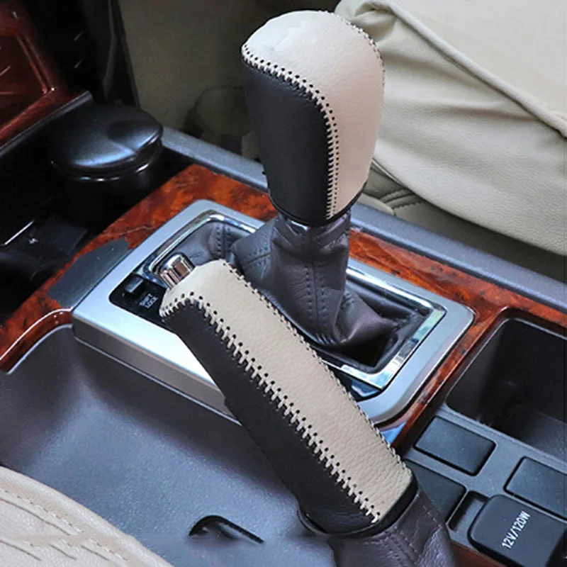 

Genuine Leather Gear Shift Knob Hand Brake for Toyota Land Cruiser Prado Overbearing 2010-2021 Interior Modification Accessories