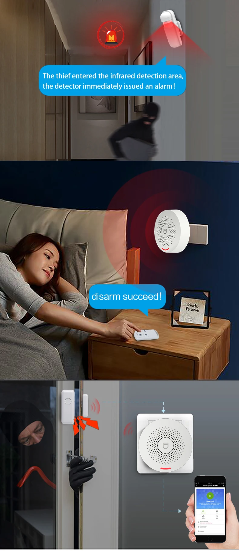 Tuya Smart Home Security Alarm System Hub Kit ,Host with sound function, support Google and Alexa，Smar Life App