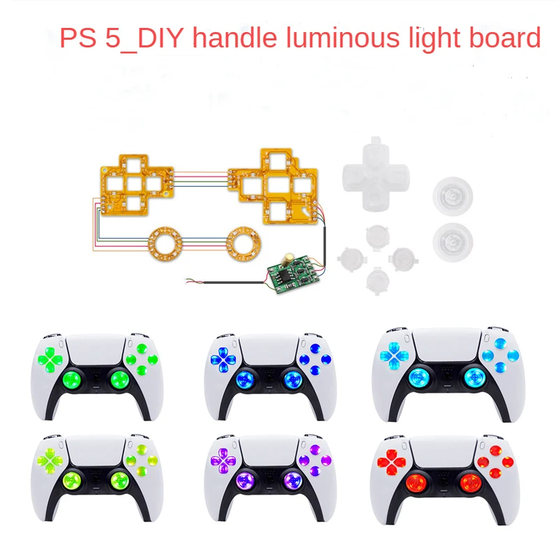 

for PS5 Wireless Controller Modified LED Light Board Color PS4 Light-emitting Board with Rocker Cap Cross Key ABXY Button
