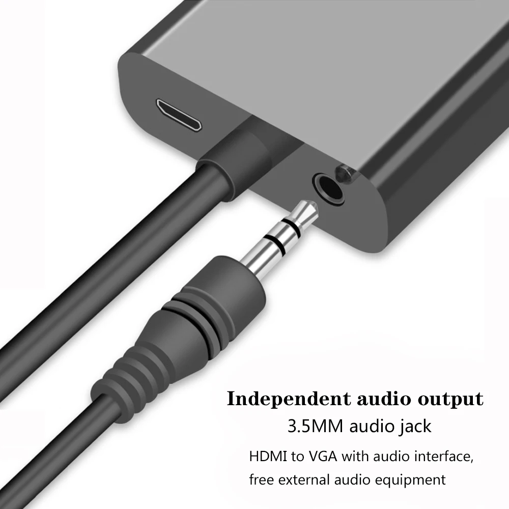 Переходник с HDMI папа на VGA мама USB-кабелем разветвитель преобразователь цифровой