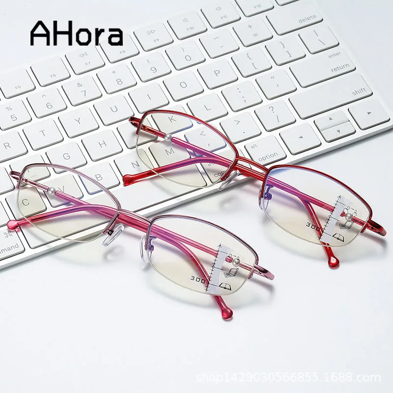 Женские очки для чтения Ahora бифокальные с защитой от синего света полуоправы из