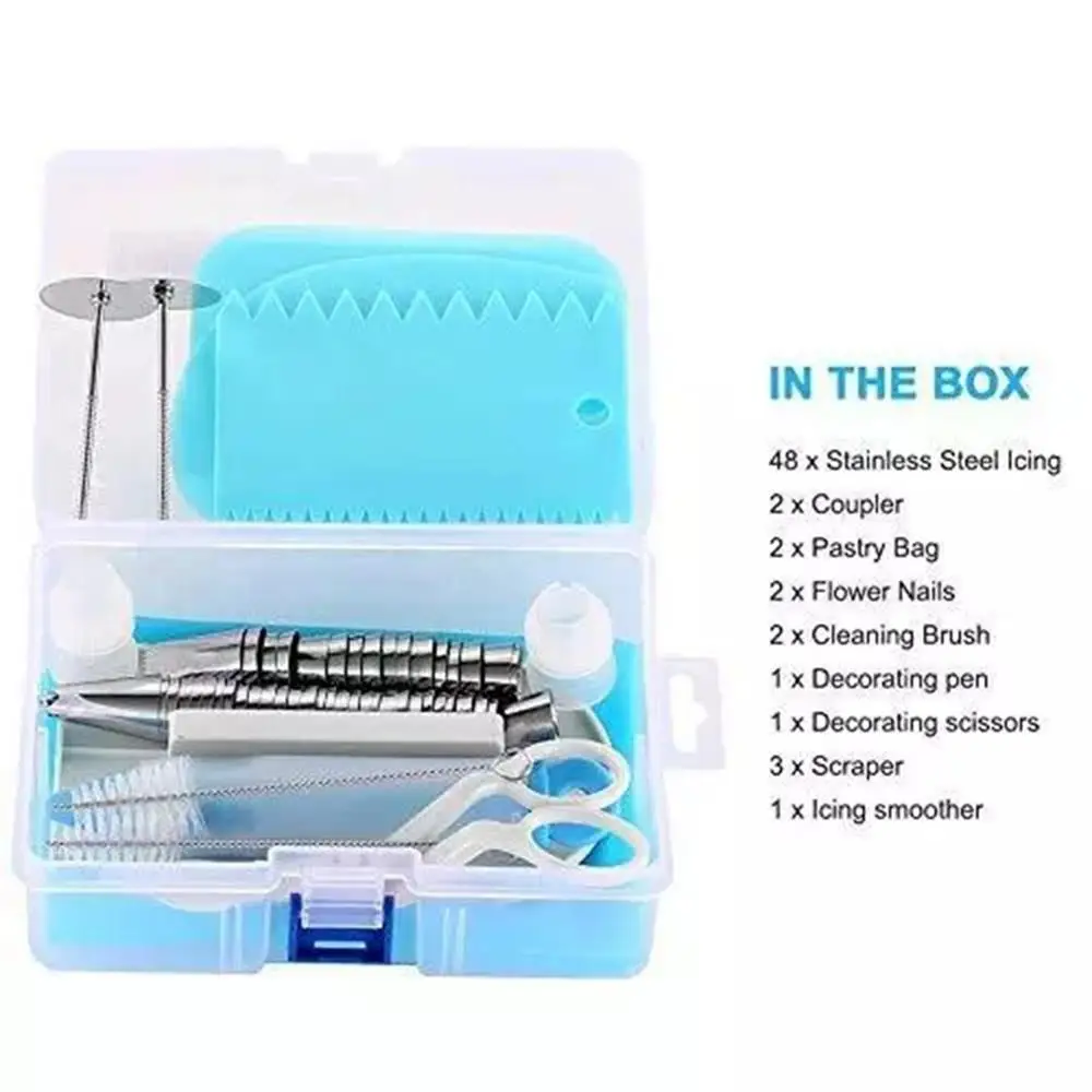 

62pcs/Lot Cake Decorating tips set Stainless Steel Icing Piping tip Nozzles DIY Baking tools Reusable Pastry bags Couple