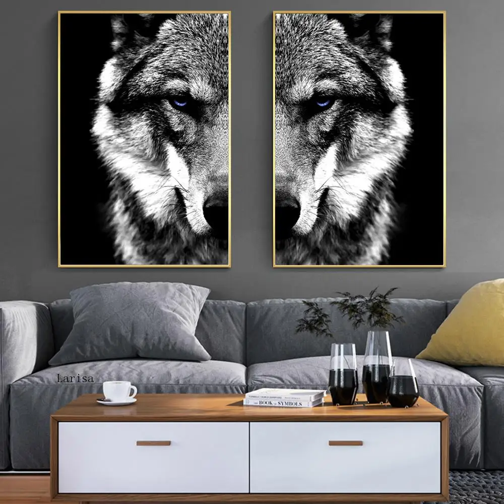 

Wolf Poster Nordic Modern Home Decor Black and White Animal Wall Art Pictures On Canvas Prints Paintings for Interior Decor