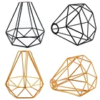 Винтажный подвесной светильник, абажур в форме алмаза, металлическая проволочная клетка, Потолочная подвесная люстра, крышка для лампы, домашний декор, ежедневник D30