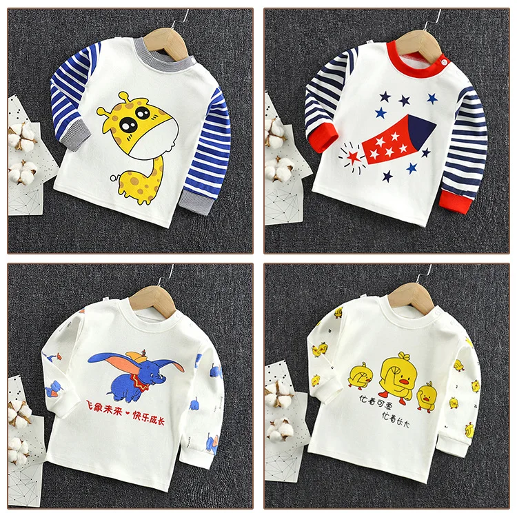 Boys Girls Cartoon Long Sleeve T Shirts Summer Baby Boys Cotton Clothes T Shirts Children Printed Tops Tees Kids Clothing 18M-5T