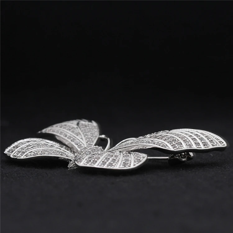 Сказочные Полный микро Паве CZ Бабочка Брошь Серебряный Тон Оловяшка Круглый