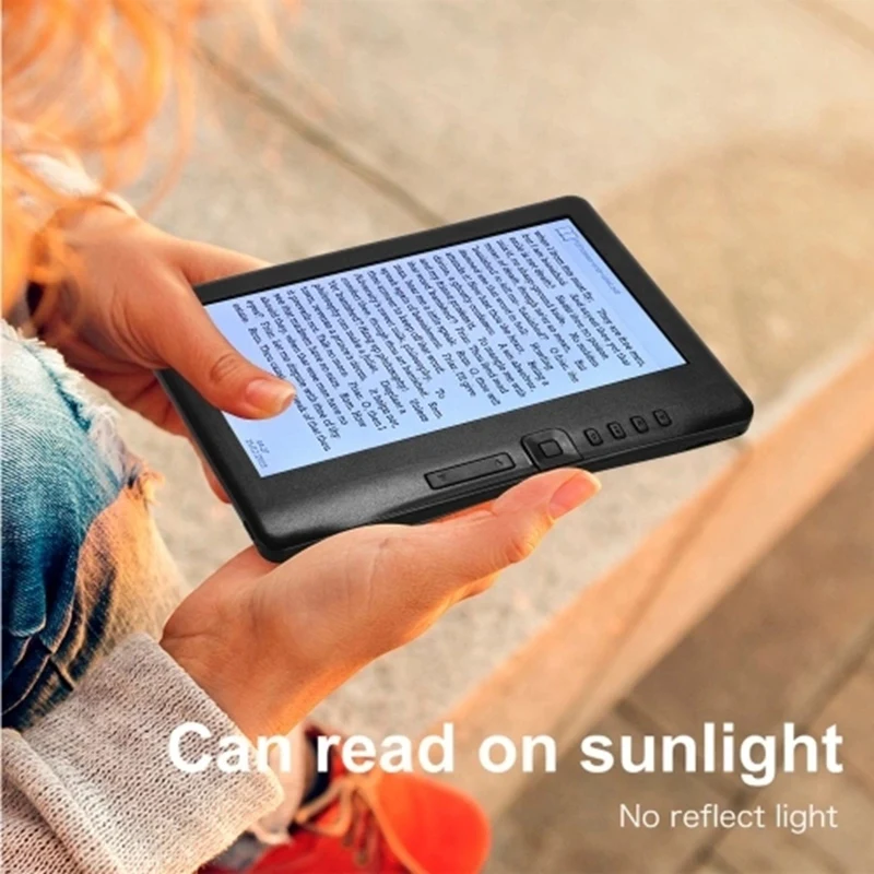 

Portable 7 Inch 800 x 480P E-Reader Color Sn Glare-Free Built-In 4GB Memory Storage Backlight Battery Support Photo Viewing/