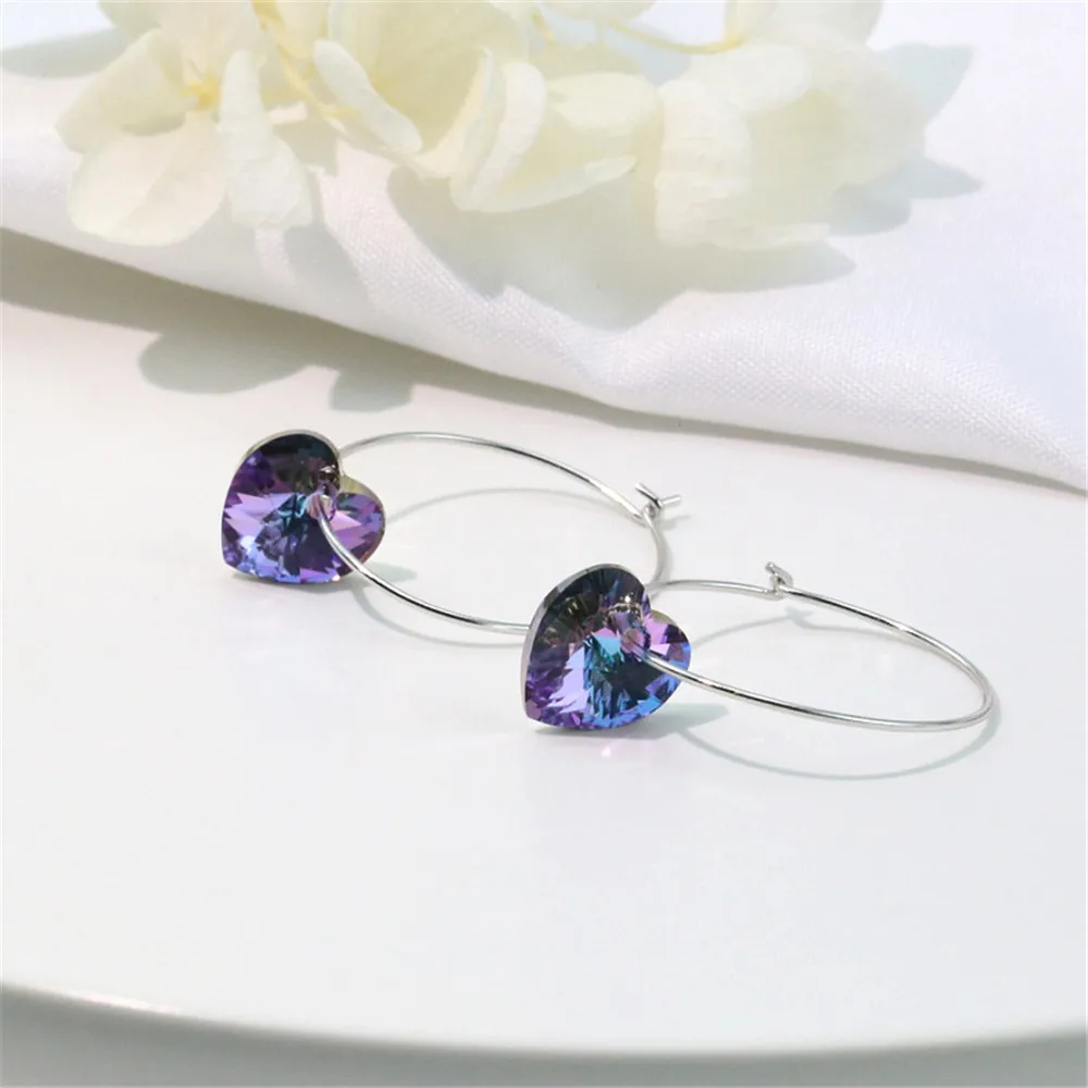 

New Heart Shape Pendant Hoop Earring Women Girls Fashion Exquisite Charm Studs Earring Wedding Jewelry For Bridal Christmas Gift