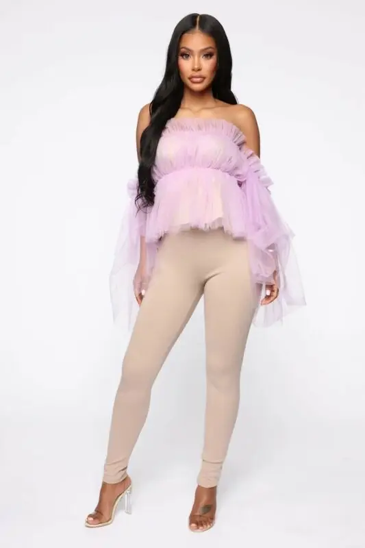 Sexy Women Off Shoulder Slash Neck Ruffle Tops Blouse Ladies Fashion Double Layer Mesh Chiffon Black Pink Purple | Женская одежда