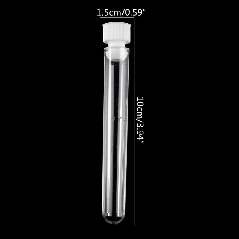 

Hot sale 10Pcs/Pack 15x100mm Transparent Plastic Test Tubes Lab Test Tool With Screw Cap
