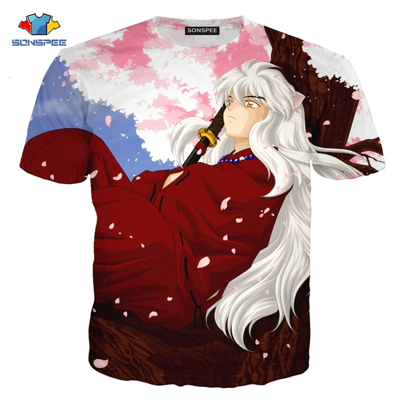 Мужская футболка SONSPEE модная Уникальная с 3D принтом Inuyasha Повседневная рубашка