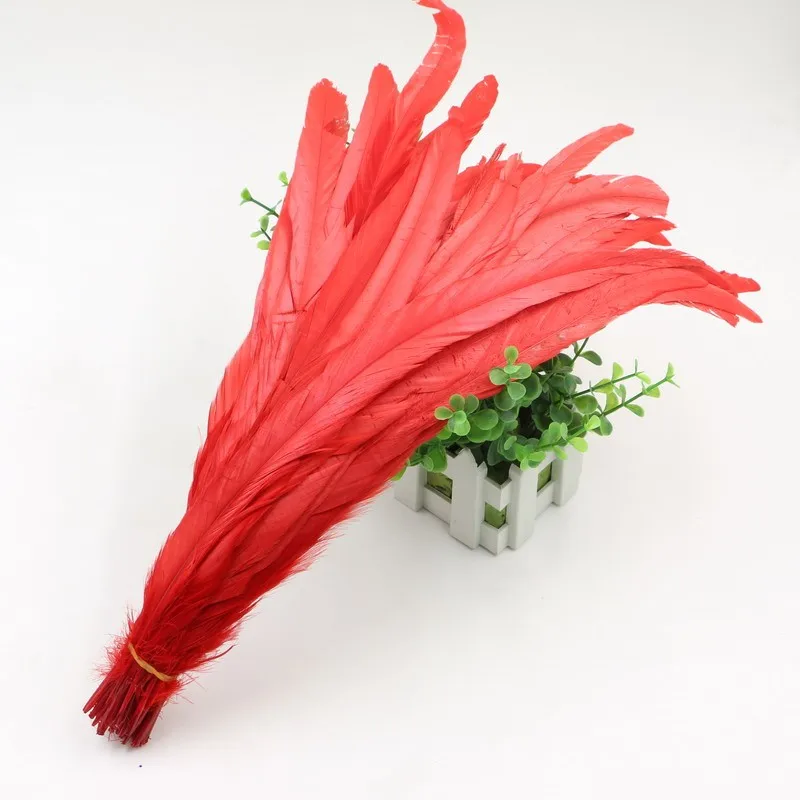 50 шт красные окрашенные Свободные куриные хвосты перья 30-35 см 12-14 &quotПетух Coque