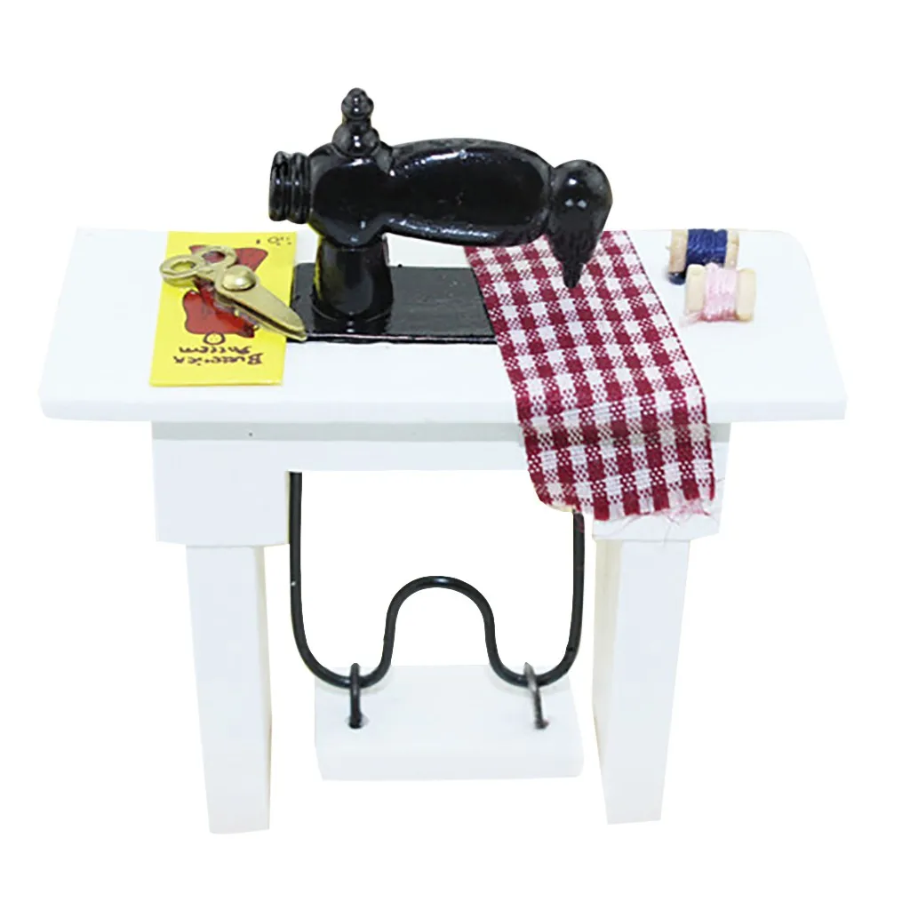 Mini Sewing Machine Dollhouse Decoration Chinese TraditionalFit for 1:12 dollhouse Baby toys Детские игрушки Juguetes para niños |
