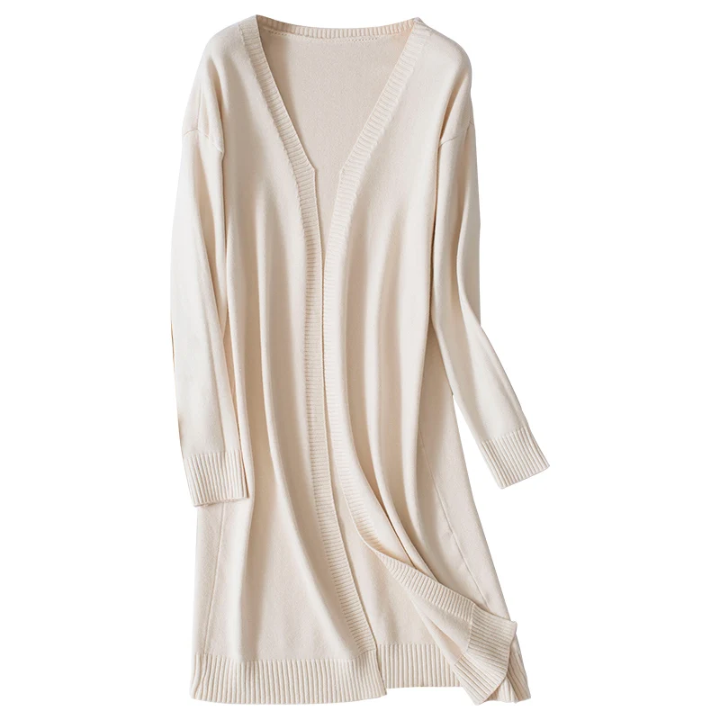 Зимний женский кашемировый длинный кардиган свитер Осеннее Модное теплое пальто