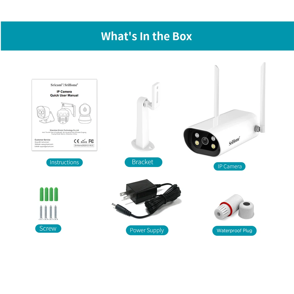 Srihome SH037 WIFI IP Camera 4.0MP 2.4GHz/5GHz Outdoor IP66 Waterproof Color Night Vision 2-Way Audio Human Detection CCTV Cam - купить по