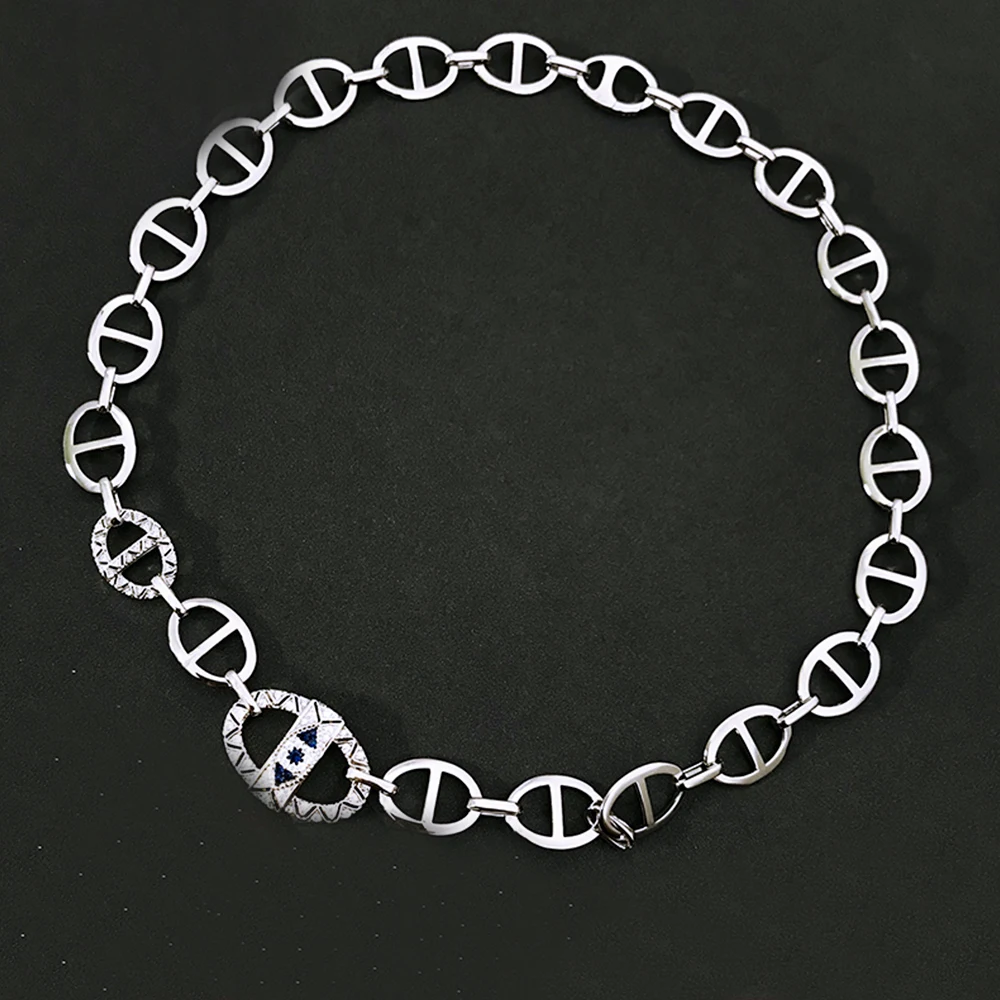 

Original New Style 925 Sterling Silver Original 1:1 Buckle Necklace Lady Evil Eyes Zircon Pendant Luxury Brand Jewelry Monaco