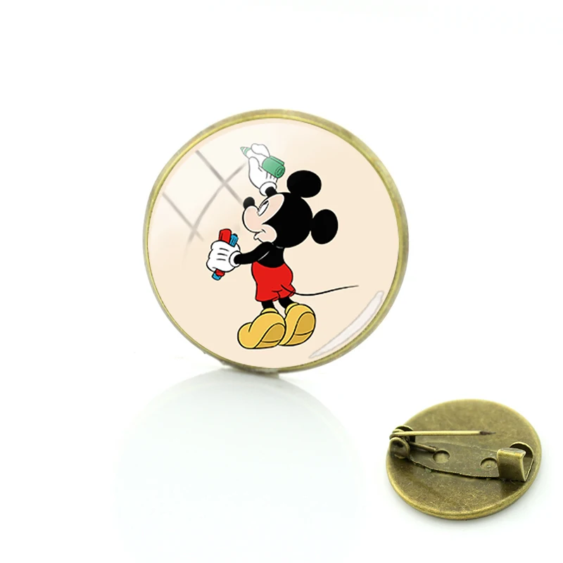 Брошь с изображением Микки из Диснея винтажная булавка круглым стеклом Мауса