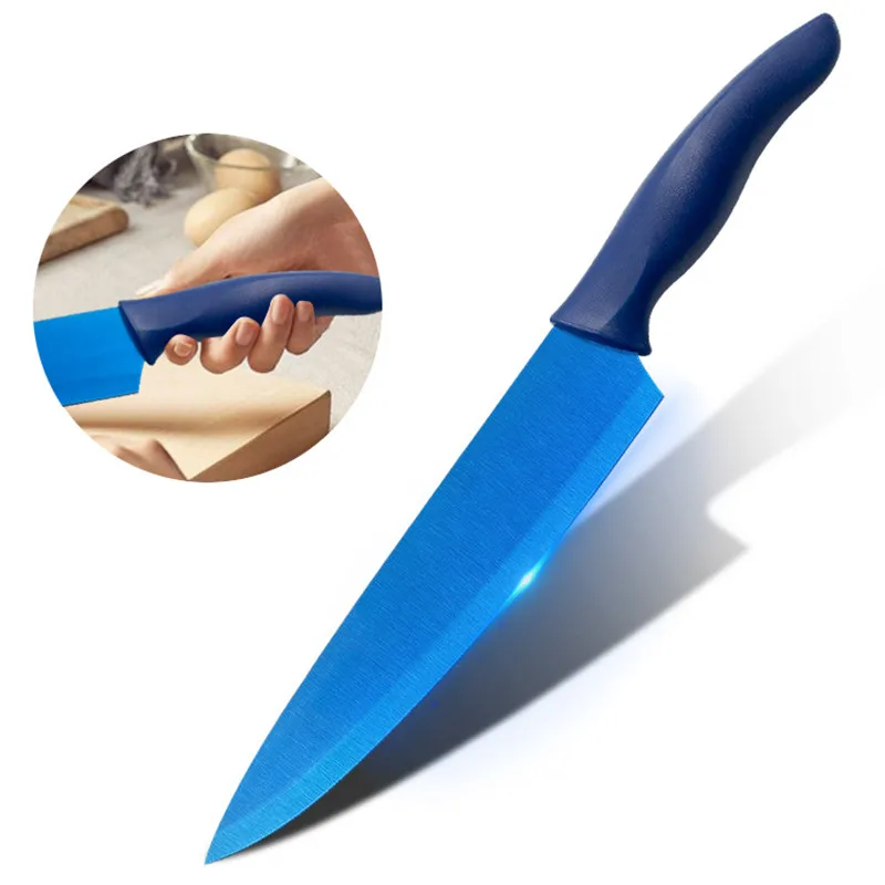 6 шт. Набор кухонных ножей из нержавеющей стали с матовым черным титановым покрытием, острые профессиональные с ножнами на.