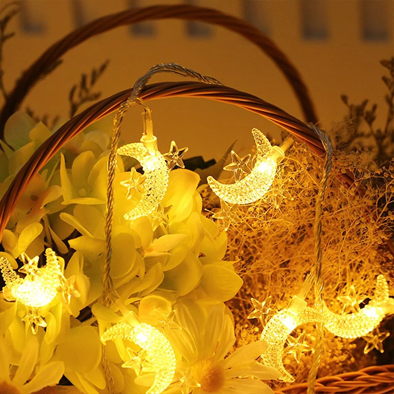 

LED 1M/3M Star and Moon String Lights Fairy Lights Christmas Garland Wedding Waterproof Battery twinkle light Holiday Decor