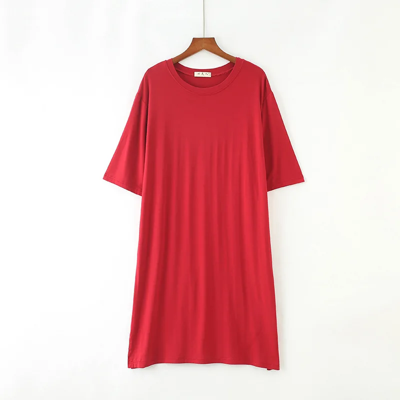 

New summer plus size nightdress Modal cotton pajamas short-sleeved loose five-point sleeves home wear WJ9