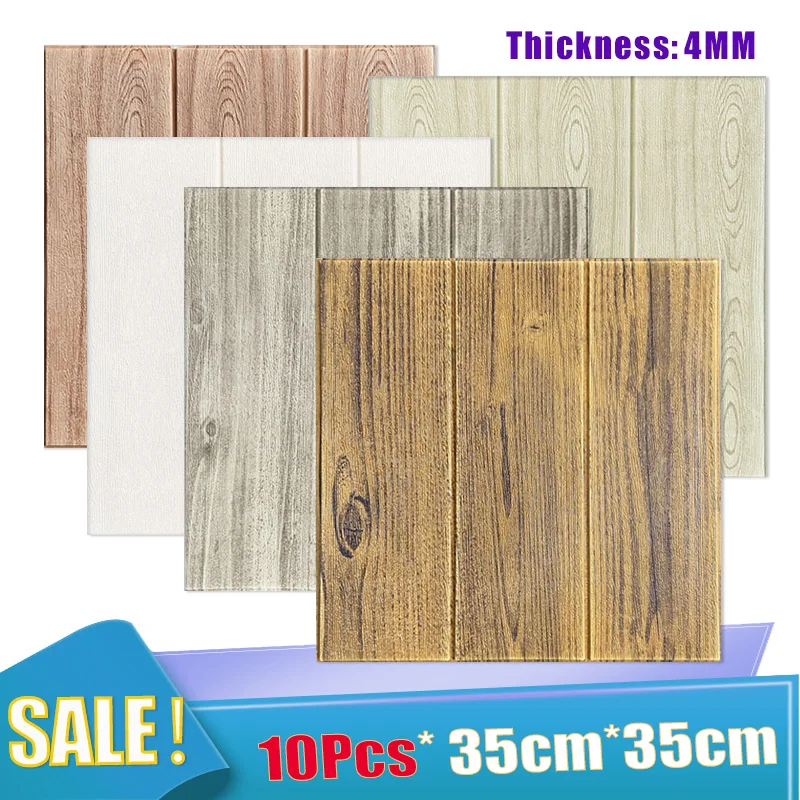 

Self-Adhesive Wood Grain Wallpaper 3D Foam Wall Sticker Waterproof Wallpaper Panel for TV Background Living Room Mural Bedroom