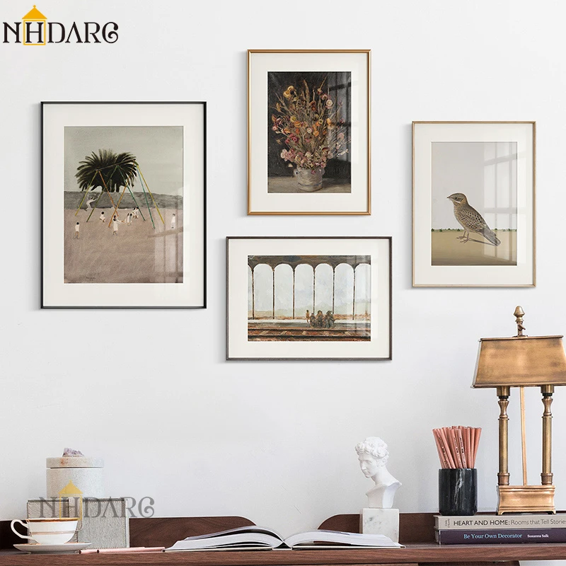 

NHDARC Renaissance Retro Old Picture Swing Bird Canvas Print Painting Poster Wall Art Classic Worth Collecting Home Decor Giclee