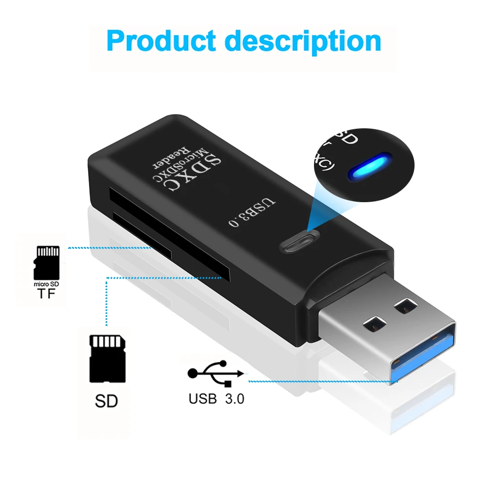 Kebidu 2 в 1 USB 3.0 SDHC SDXC Micro SD кардридер SD/MicroSD/TF Trans flash карта 3 0 адаптер преобразователь