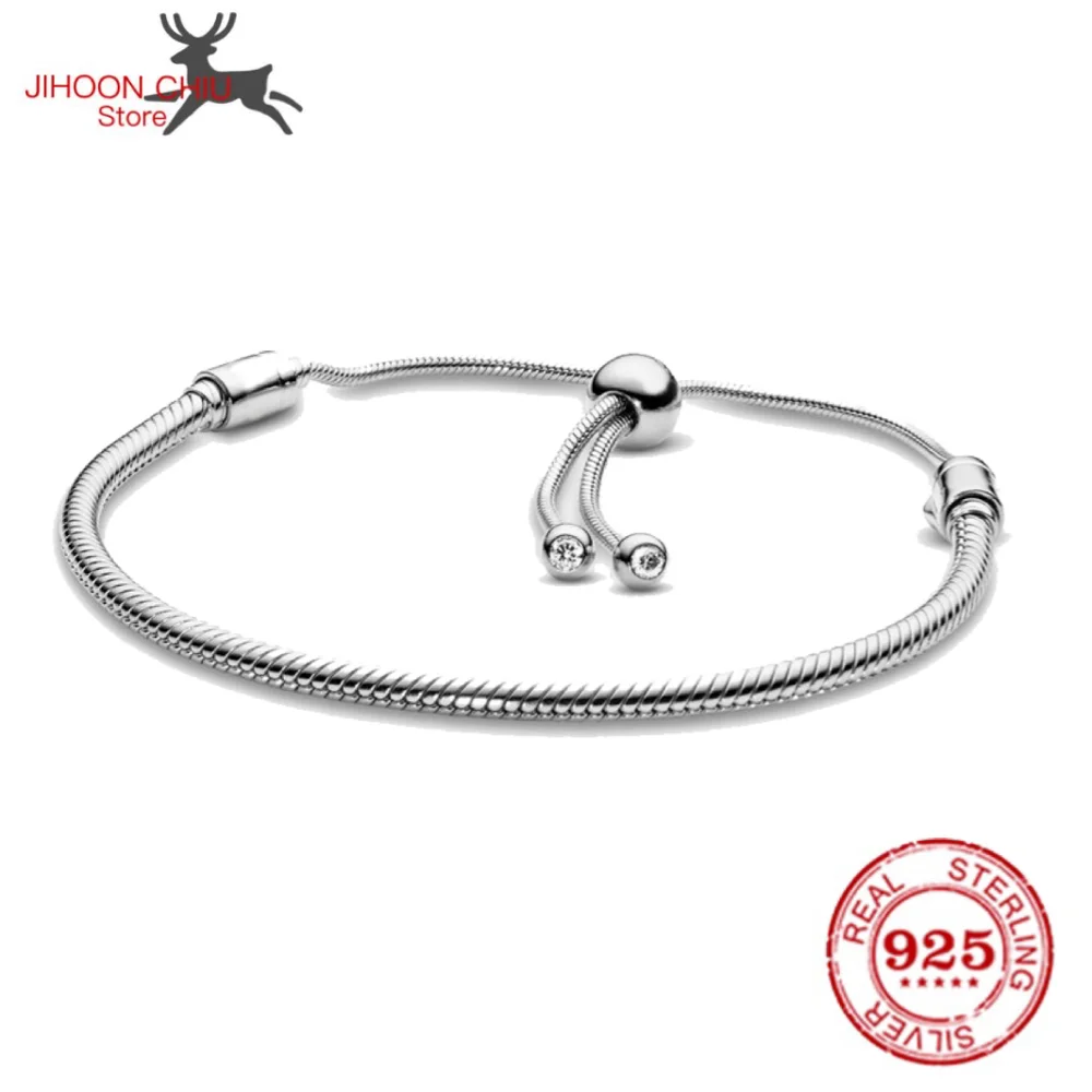

Hot Sale 100% 925 sterling silver bracelet for women Fit authentic original Pan Charm chain Snake bracelet classic DIY jewelry