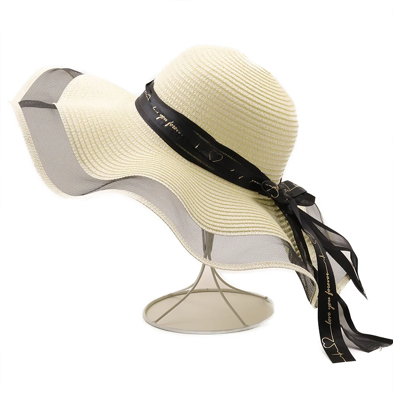 Простая соломенная шляпа с широкими полями для девушек кружевные пляжные шляпы