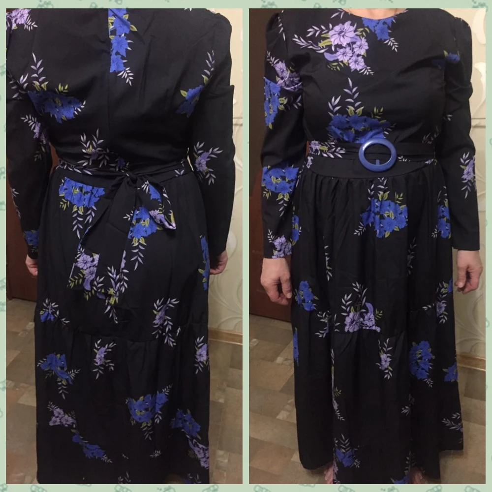 WEPBEL женское платье мусульманская абайя Исламский длинный рукав цветочный цветок