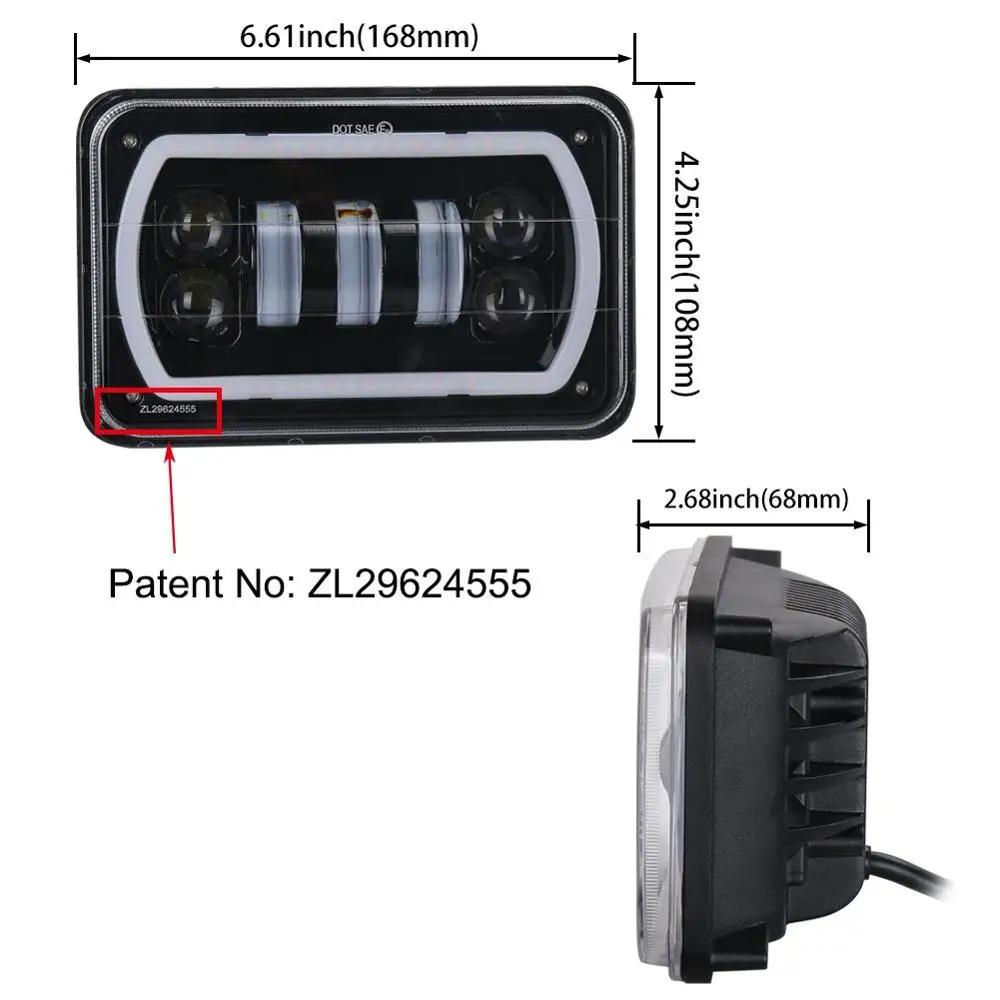 Квадратные бусины 4x6 &quotПрямоугольник светодиодный автомобилей головной