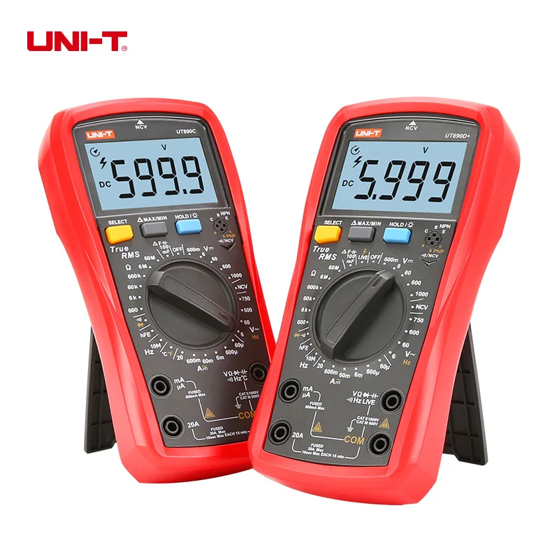 UNI-T UNI T Цифровой мультиметр True RMS UT890C UT890D+ Ручной диапазон AC DC Частота Емкость Температура Тестер Подсветка
