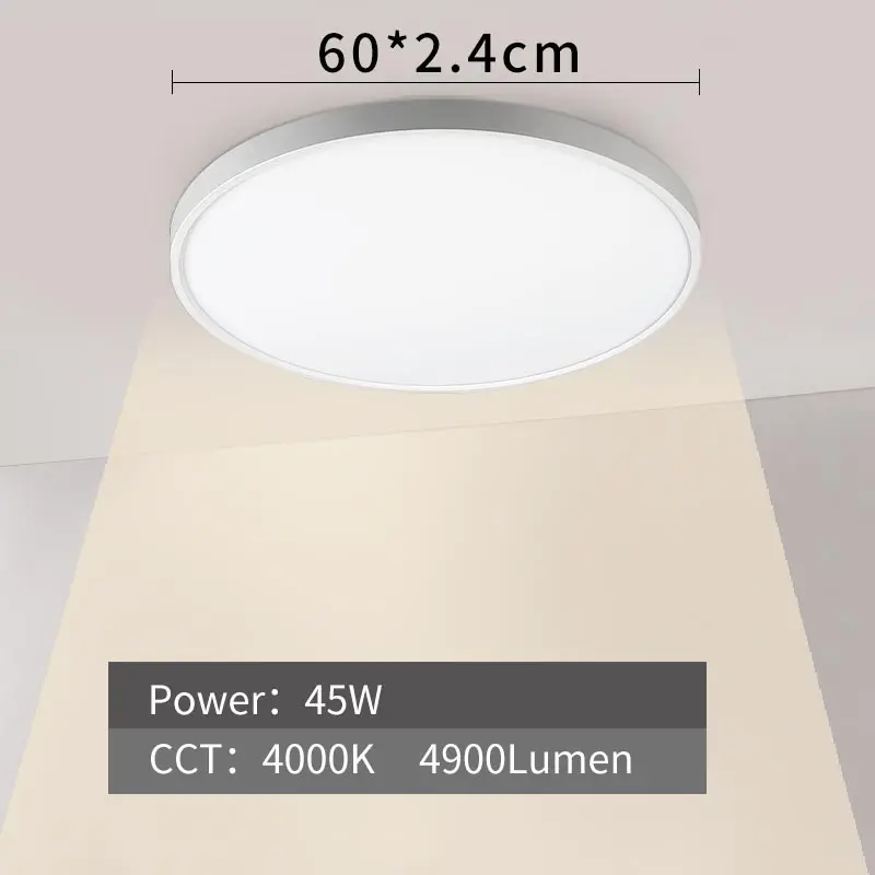 45W-4000K Современный светодиодный потолочный светильник D480mm D600mm Home Lighting 5000 K, лампа для кухни, спальни, ванной комнаты, ультратонкая потолочная лампа для монтажа на поверхности - Цвет корпуса: 45W-4000K