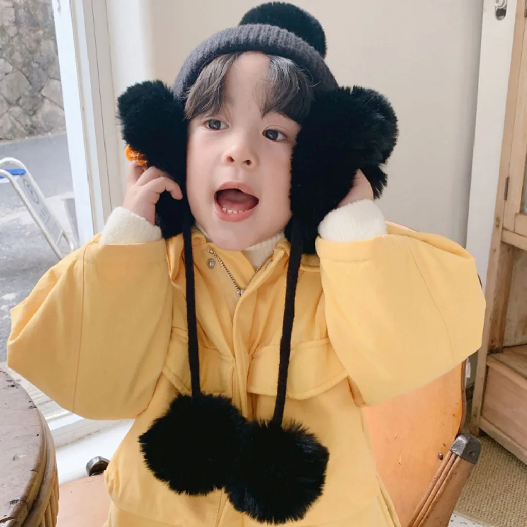 Зимняя теплая шапка для младенца из натурального меха енота вязаный детский