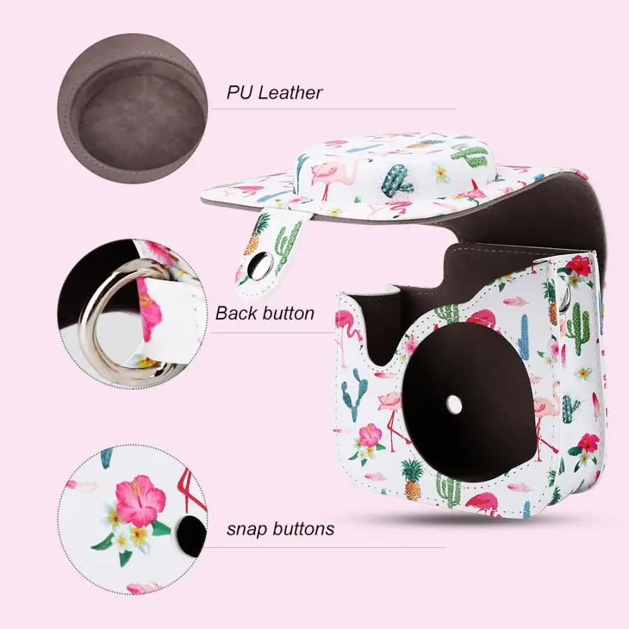 Защитный чехол для камеры с плечевым ремнем для Fuji Fujifilm Instax Mini 8/8+/9(белый