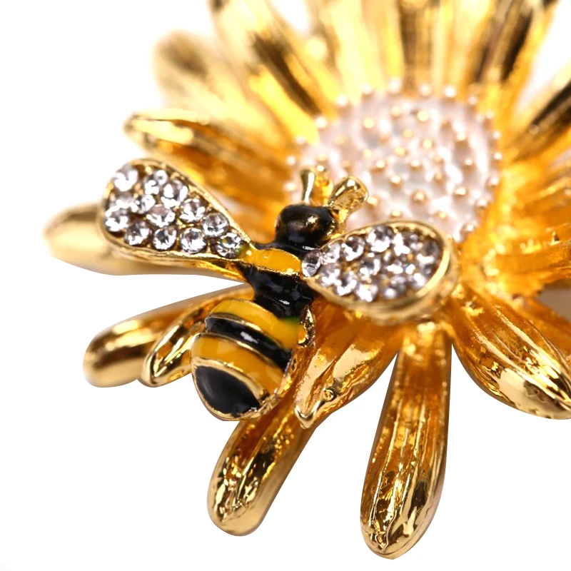 Модные хрустальные Броши со стразами булавки цветок ромашки Подсолнух пчела