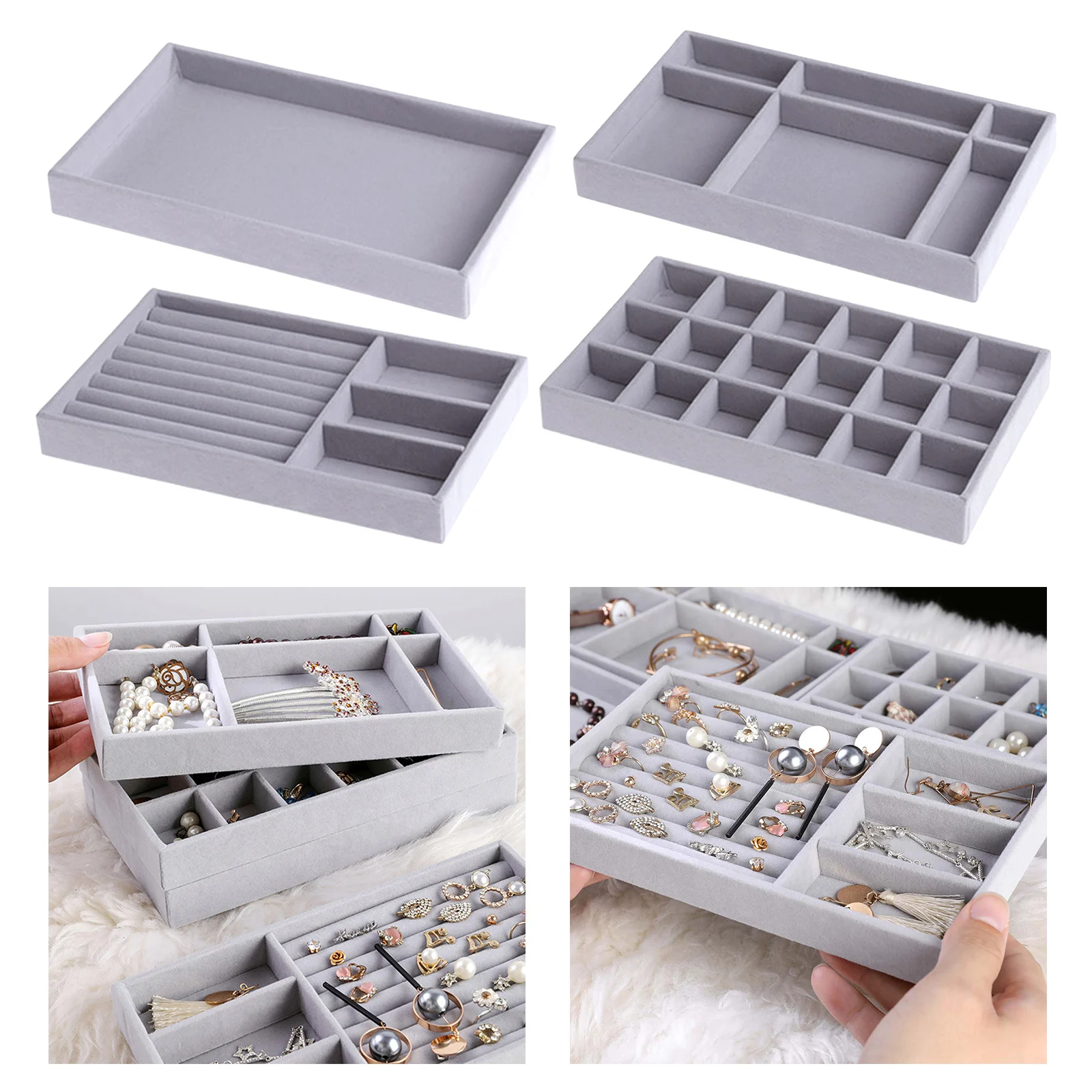 

Jewelry Display Stand Tray Brooch Necklace Earring Holder Organizer Storage