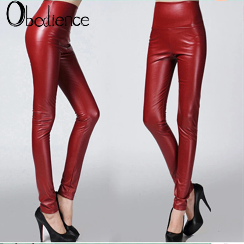 2019 женские обтягивающие леггинсы карандаш из искусственной кожи тонкая