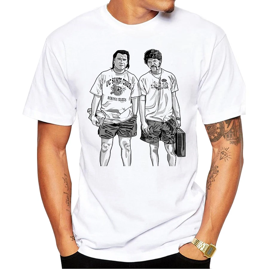 

2020 New Arrival Men Fashion Classic Movie Pulp Fiction Design T-Shirt Short Sleeve Tee Hipster Cool Design Tops