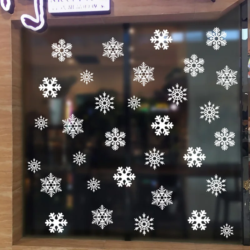 Счастливого Рождества наклейки на стену окна стекло белый Снежинка для дома
