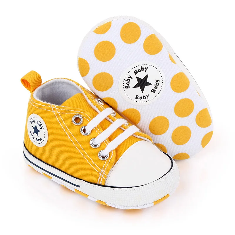 

Baby Toddler Shoes Casual Canvas Crib Shoes Boy Girl Star Solid Sneakers Soft Anti-Slip Sole Newborn Infant First Walkers Shoes