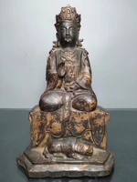 9chinese temple collection old bronze lacquer cinnabar fu beast tara guanyin bodhisattva statue enshrine the buddha