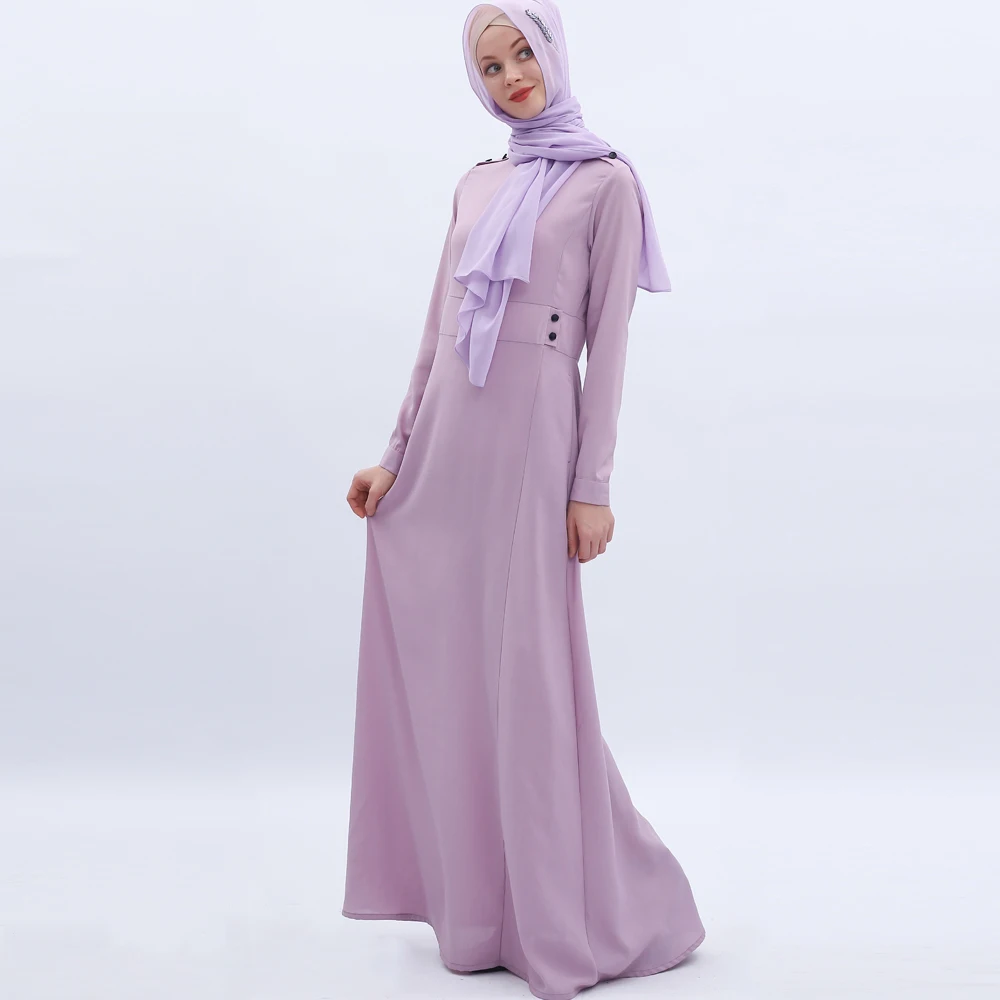 Elegant Muslim Women's Dress High Waist Islamic Turkey Arab Dubai Ramadan Abaya Solid Color Maxi Robe Casual Wild Caftan