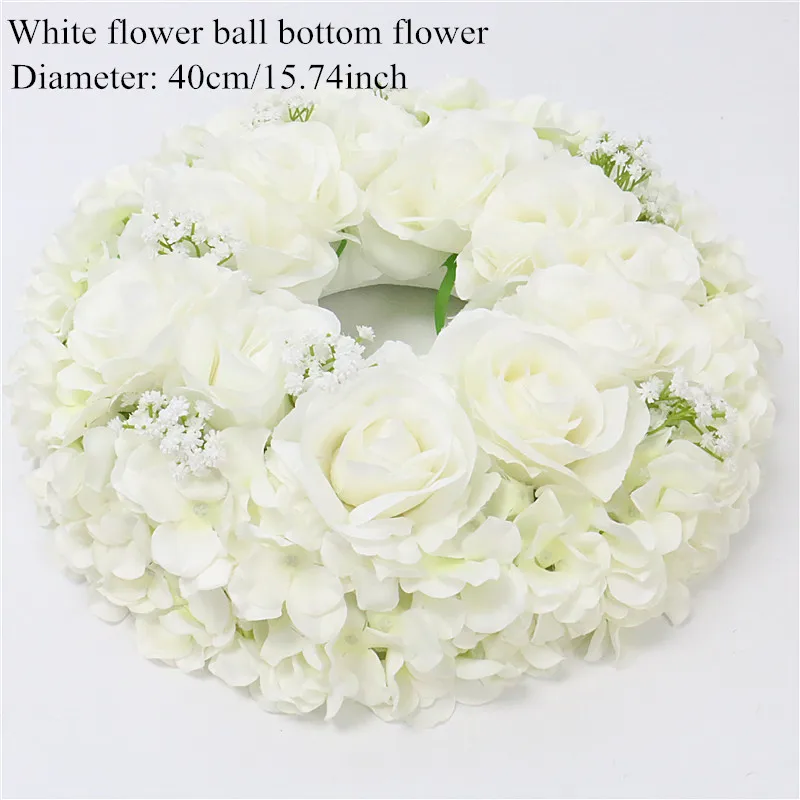 white 1 40cm Индивидуальные искусственные Гипсофилы розы гортензии цветок шар украшения дома фестиваль свадебный обеденный стол дорога свинец Венок 1 шт - Цвет: white 1 40cm