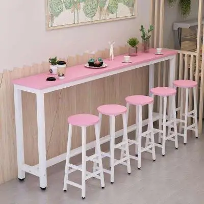 Настенный барный столик для магазина молочного чая высокий стул дома простой