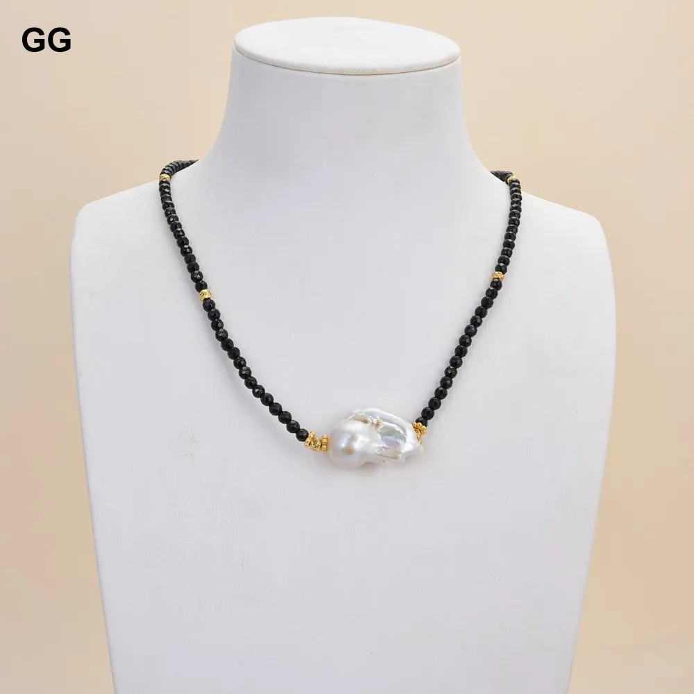 GG ювелирные изделия 18 &quotнатуральный 4 мм Ограненный Черный оникс белый Кеси