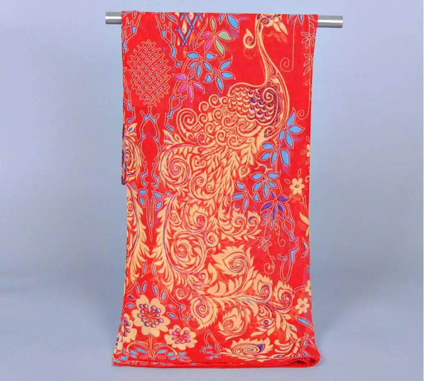 Роскошный шифоновый шарф с животным принтом Модные женские шарфы павлин цветок