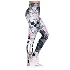 Женские модные облегающие Леггинсы для йоги с высокой талией брюки с принтом черепа для фитнеса и бега, спортивные брюки для тренировок, #40