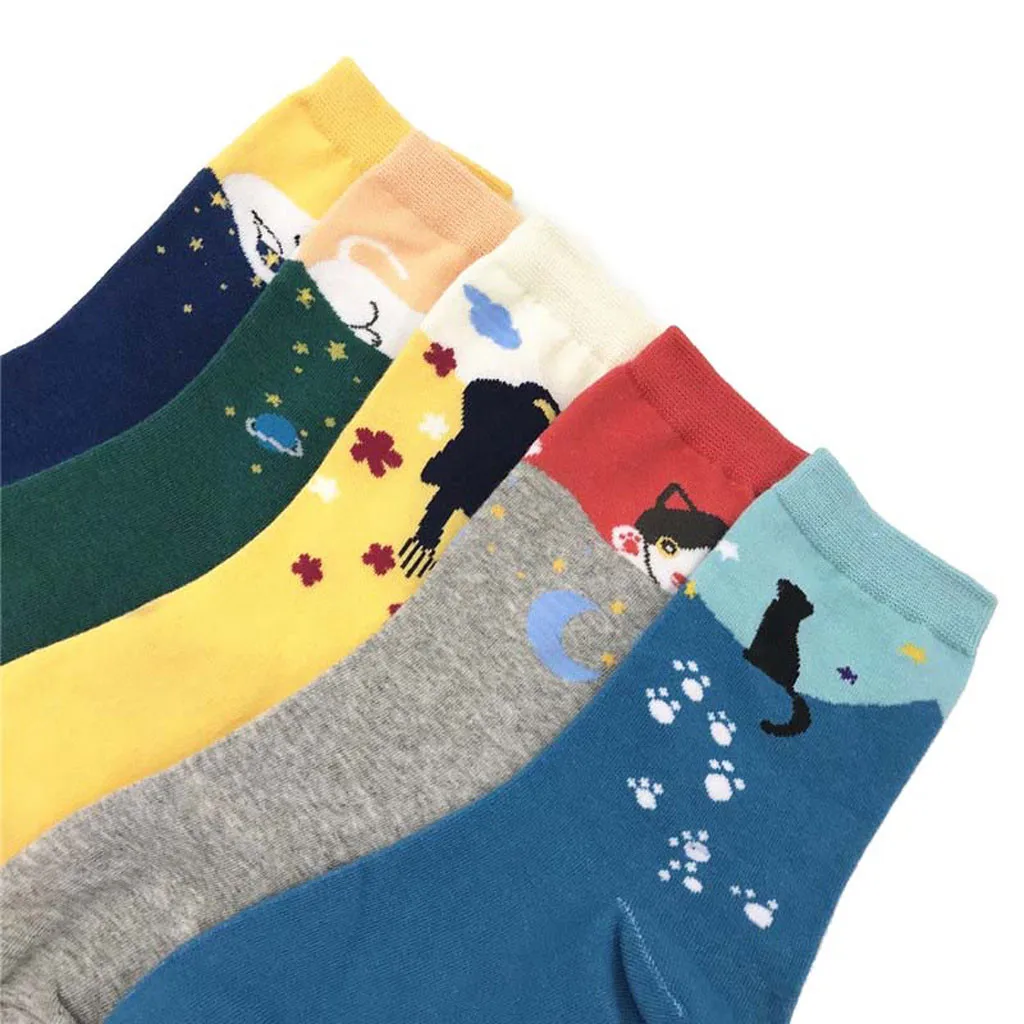 5 пар весенние и зимние классические цветные тонкие полосатые женские носки