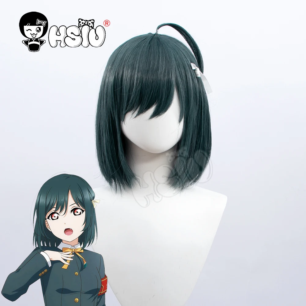 

Mifune Shioriko cosplay Wig LoveLive PDP Perfect Dream Project cosplay HSIU Gray green short hair+Free wig cap+Hair accessories